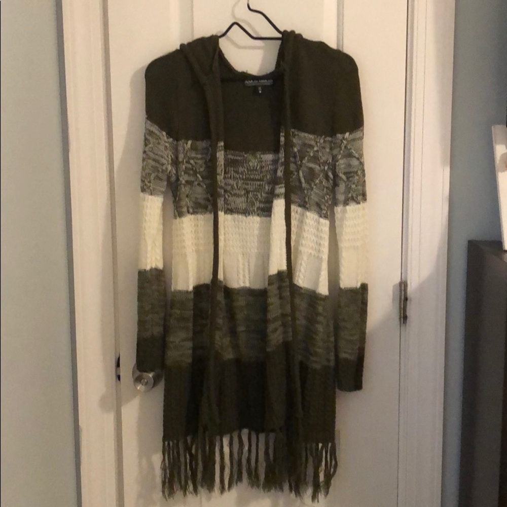 Long, Knitted Sweater with Hood
